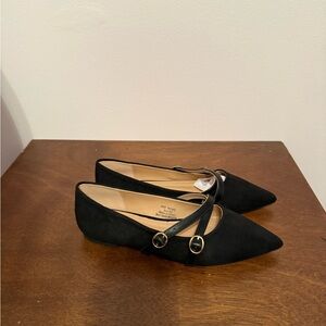 Journee Collection Black Flats with Straps